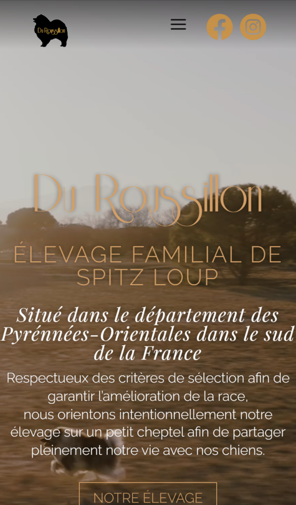 Version mobile du site Élevage canin du Roussillon, Animalier · Élevage