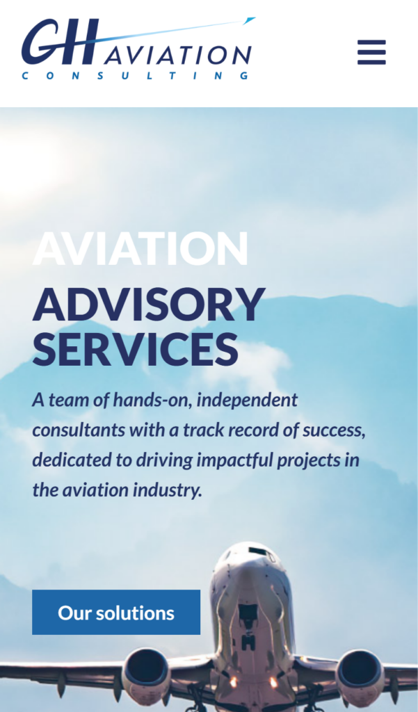 Version mobile du site GH Aviation Consulting, Aéronautique