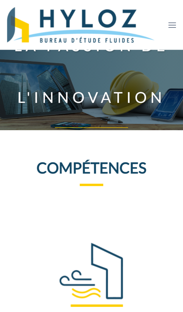 Version mobile du site Hyloz, Industrie · Bureau d'études (CVC & énergie)