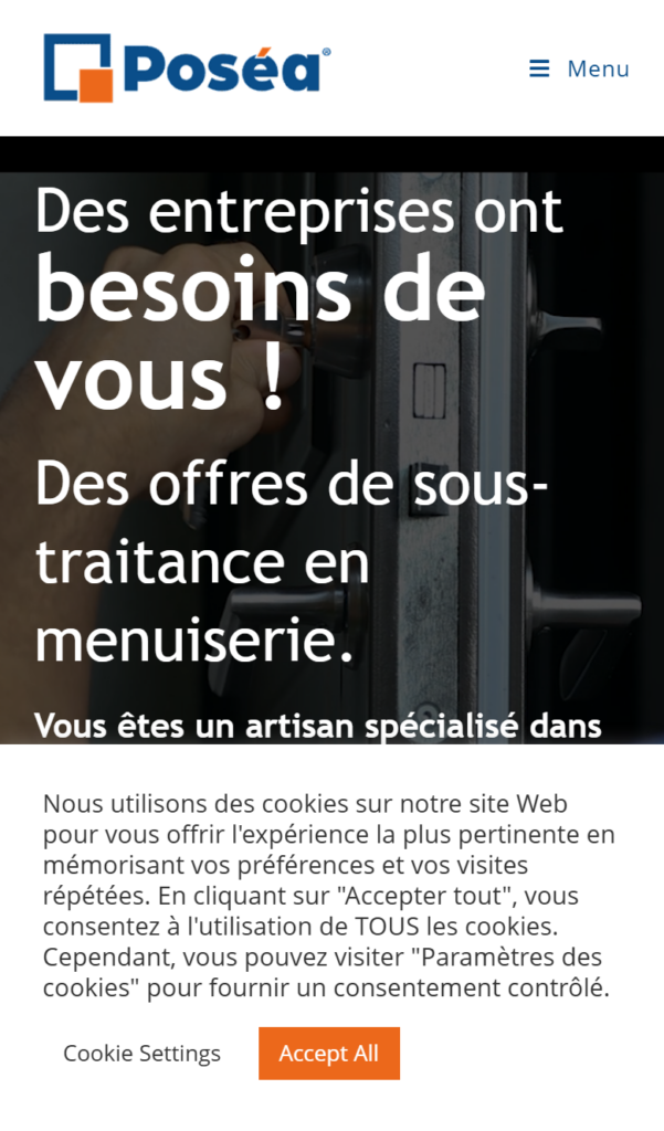 Version mobile du site Réseau Poséa, Services · Plateforme B2B