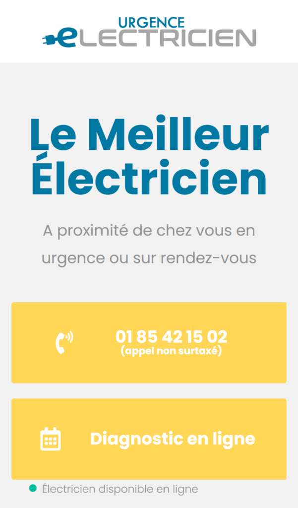 Version mobile du site Urgence Électricien, Artisanat · Électricité